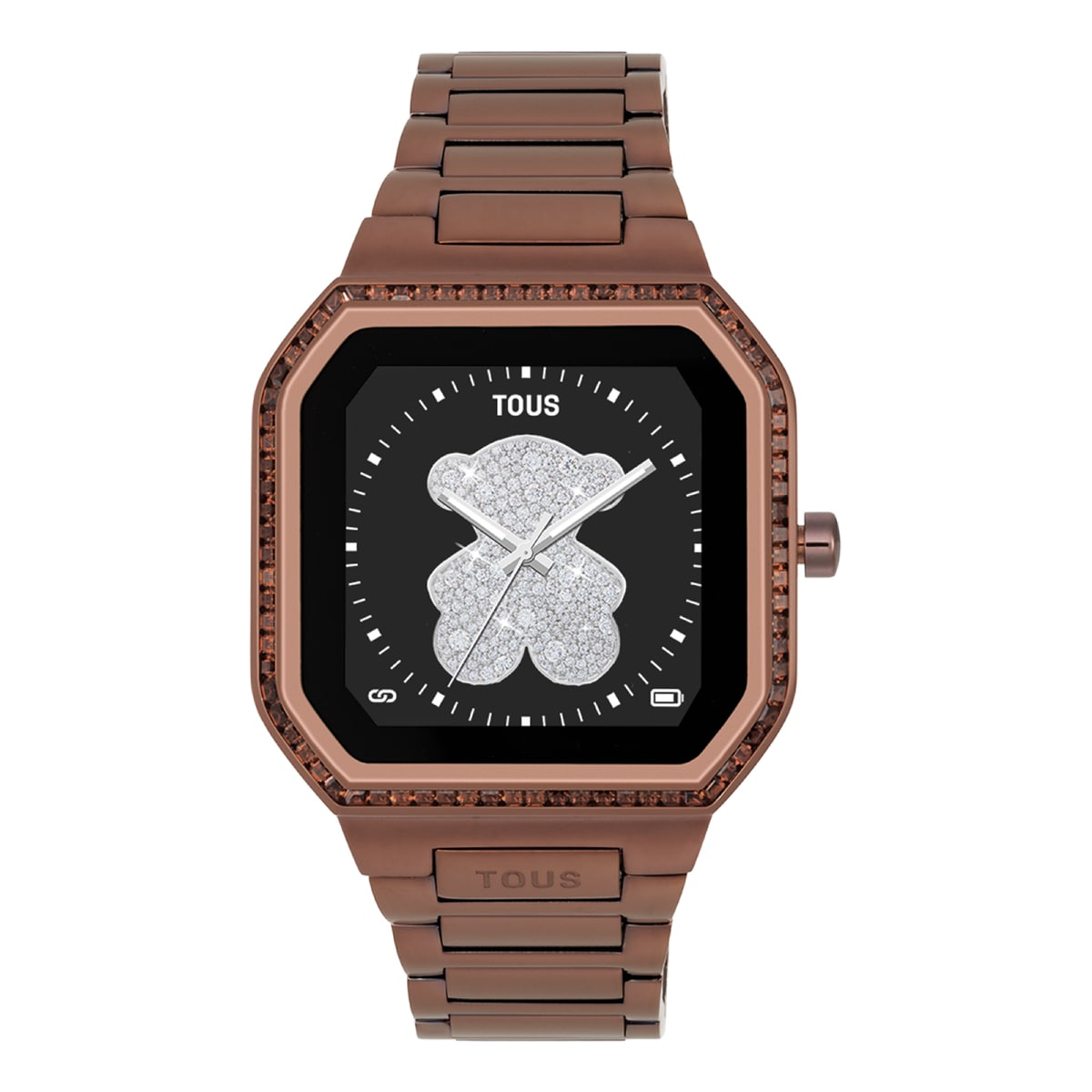 Smartwatch with brown steel bracelet and zirconias B-Connect