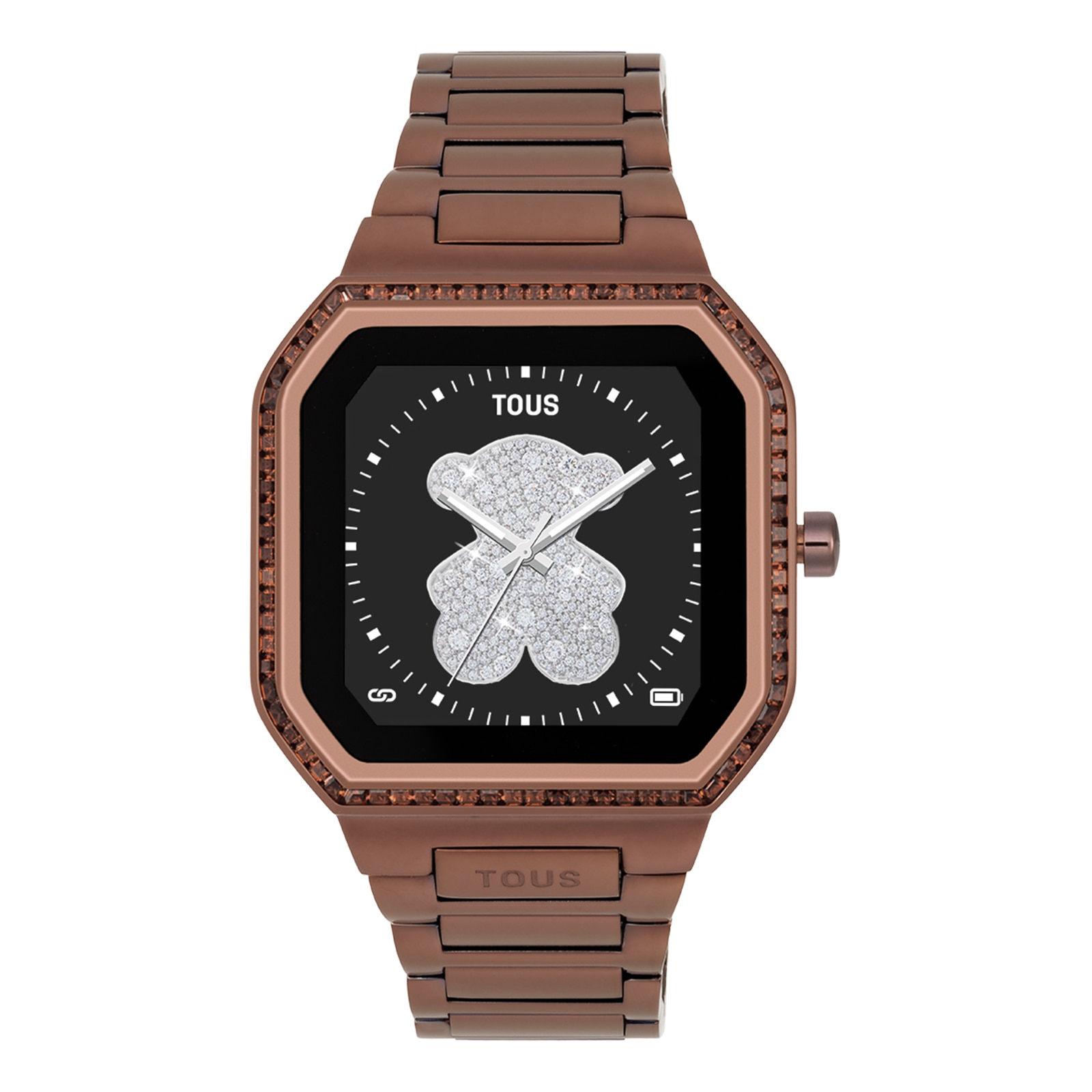 Reloj smartwatch con brazalete de acero marrón y zirconitas B-Connect