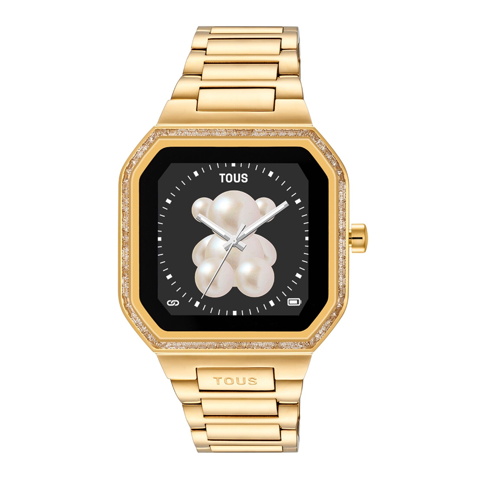 Smartwatch with gold-colored steel bracelet and zirconias B-Connect