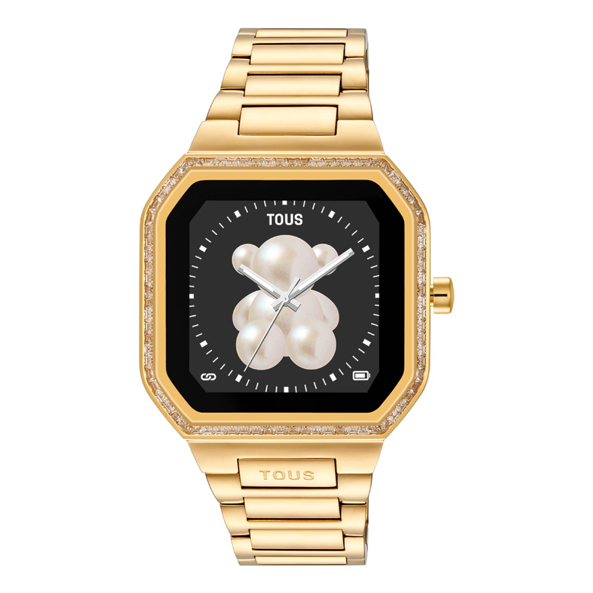 Smartwatch with gold-colored steel bracelet and zirconias B-Connect