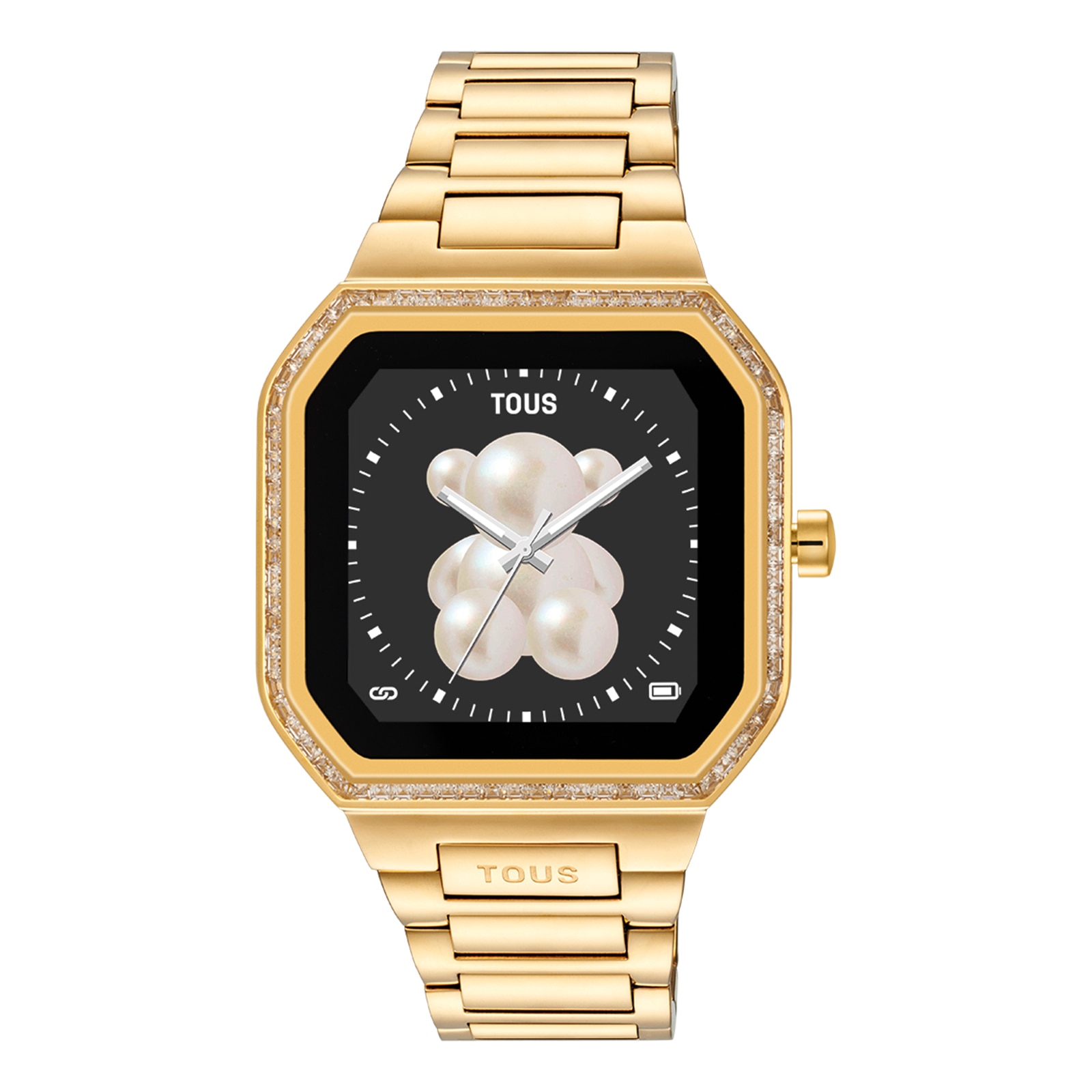 Reloj smartwatch con brazalete de acero dorado y zirconitas B-Connect