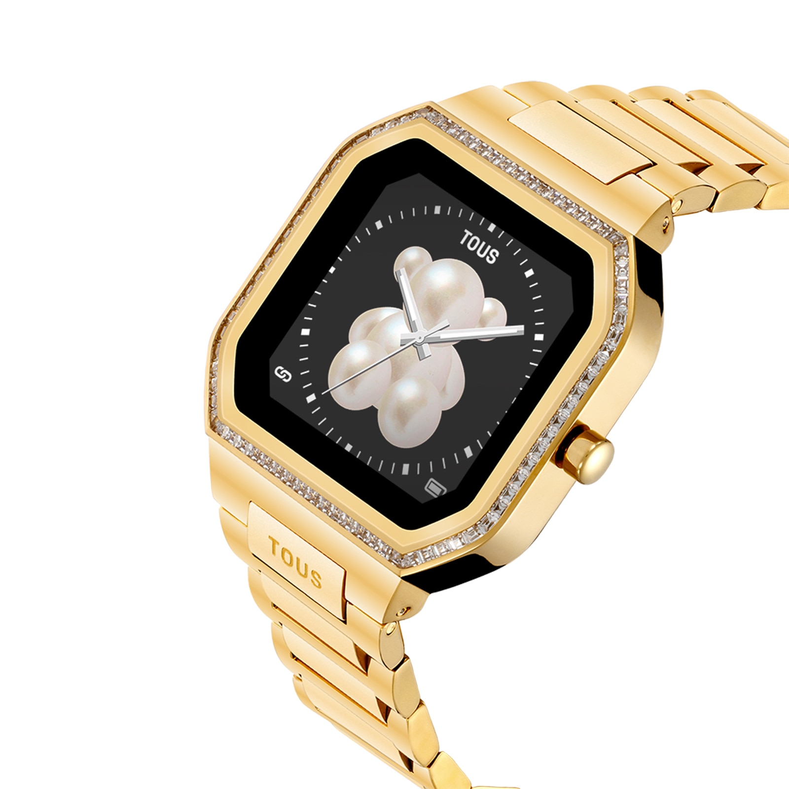 Reloj smartwatch con brazalete de acero dorado y zirconitas B-Connect