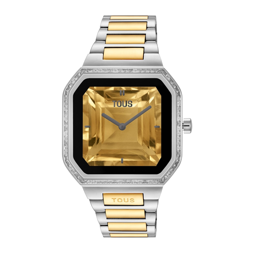 Smartwatch with steel bracelet and gold-colored steel and zirconias B-Connect