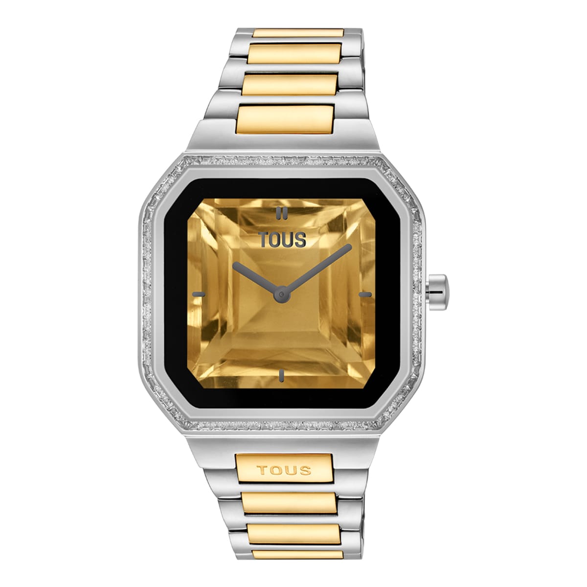 Smartwatch with steel bracelet and gold-colored steel and zirconias B-Connect