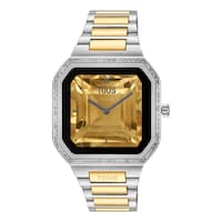 Smartwatch with steel bracelet and gold-colored steel and zirconias B-Connect