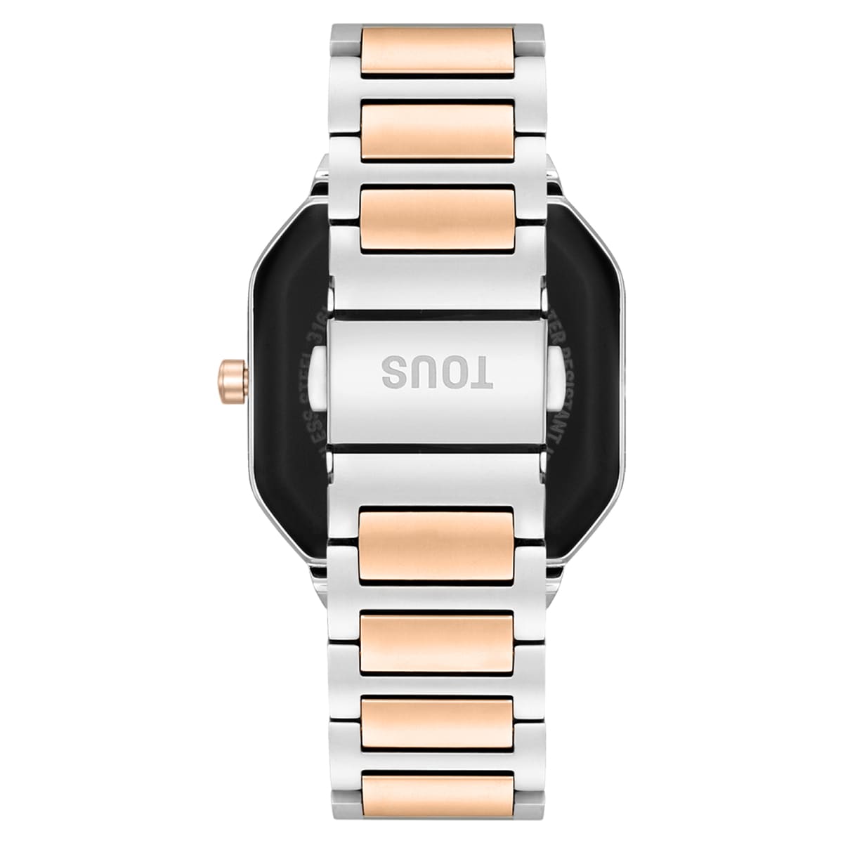 Smartwatch with steel bracelet and rose-colored steel and zirconias B-Connect