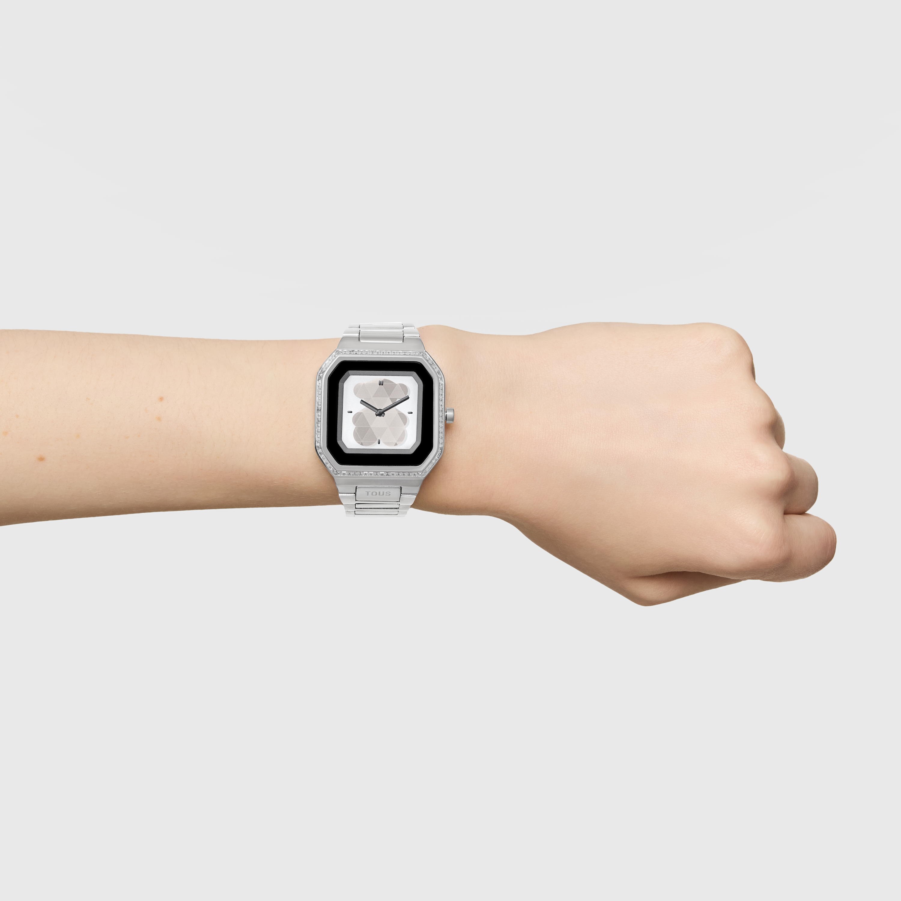 Smartwatch with steel bracelet and zirconias B-Connect