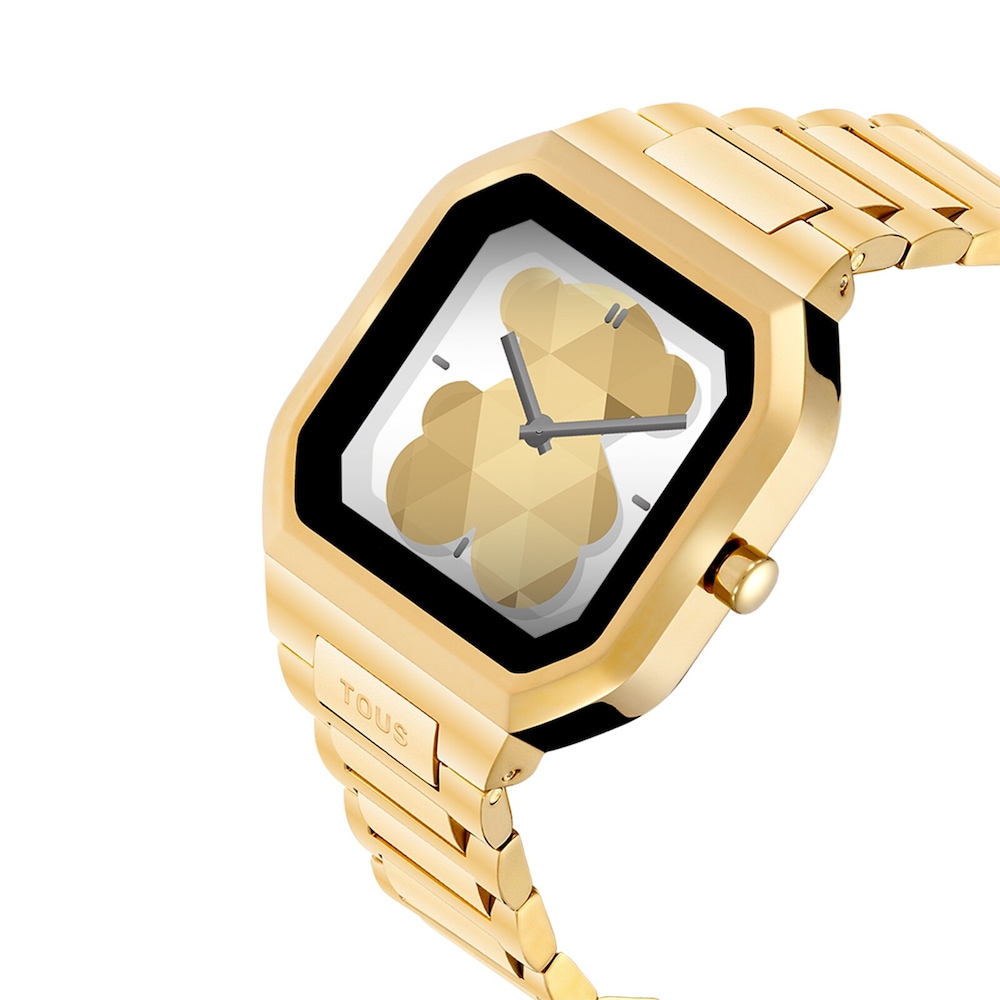 Wyposażony w&nbsp;bransoletę ze stali w kolorze złotym smartwatch B-Connect