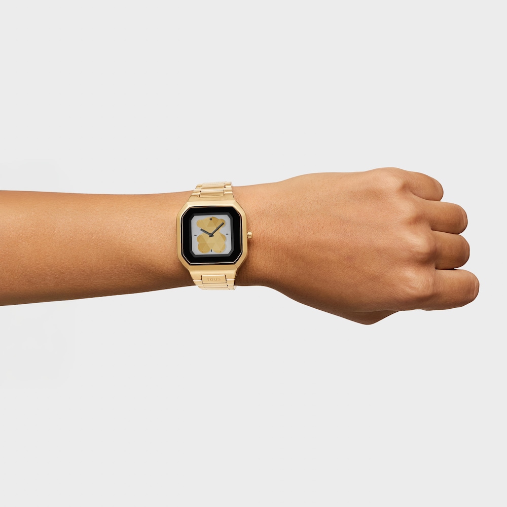 Wyposażony w&nbsp;bransoletę ze stali w kolorze złotym smartwatch B-Connect