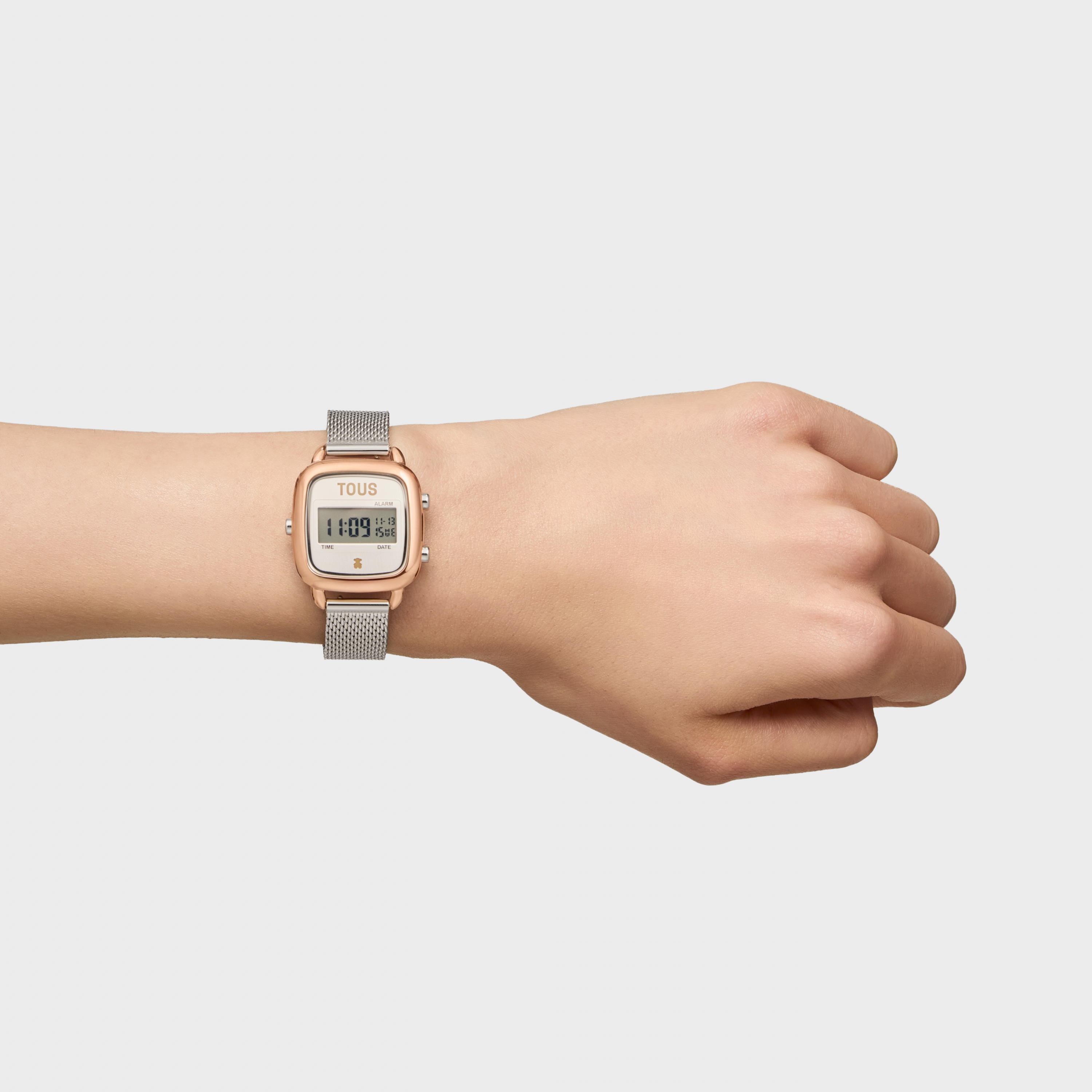 Two-tone digital Watch with steel bracelet D-Logo Mini