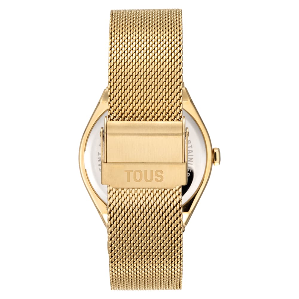 Reloj analógico con brazalete de acero dorado Karat Round Mesh Reloj analógico con brazalete de acero dorado Karat Round Mesh