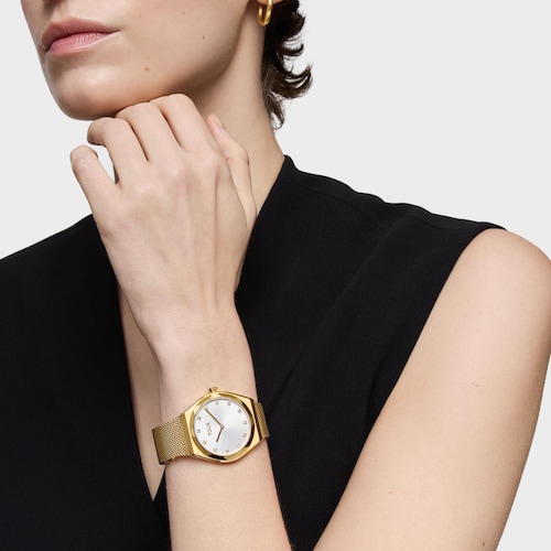 Analog Watch with gold-colored steel bracelet Karat Round Mesh