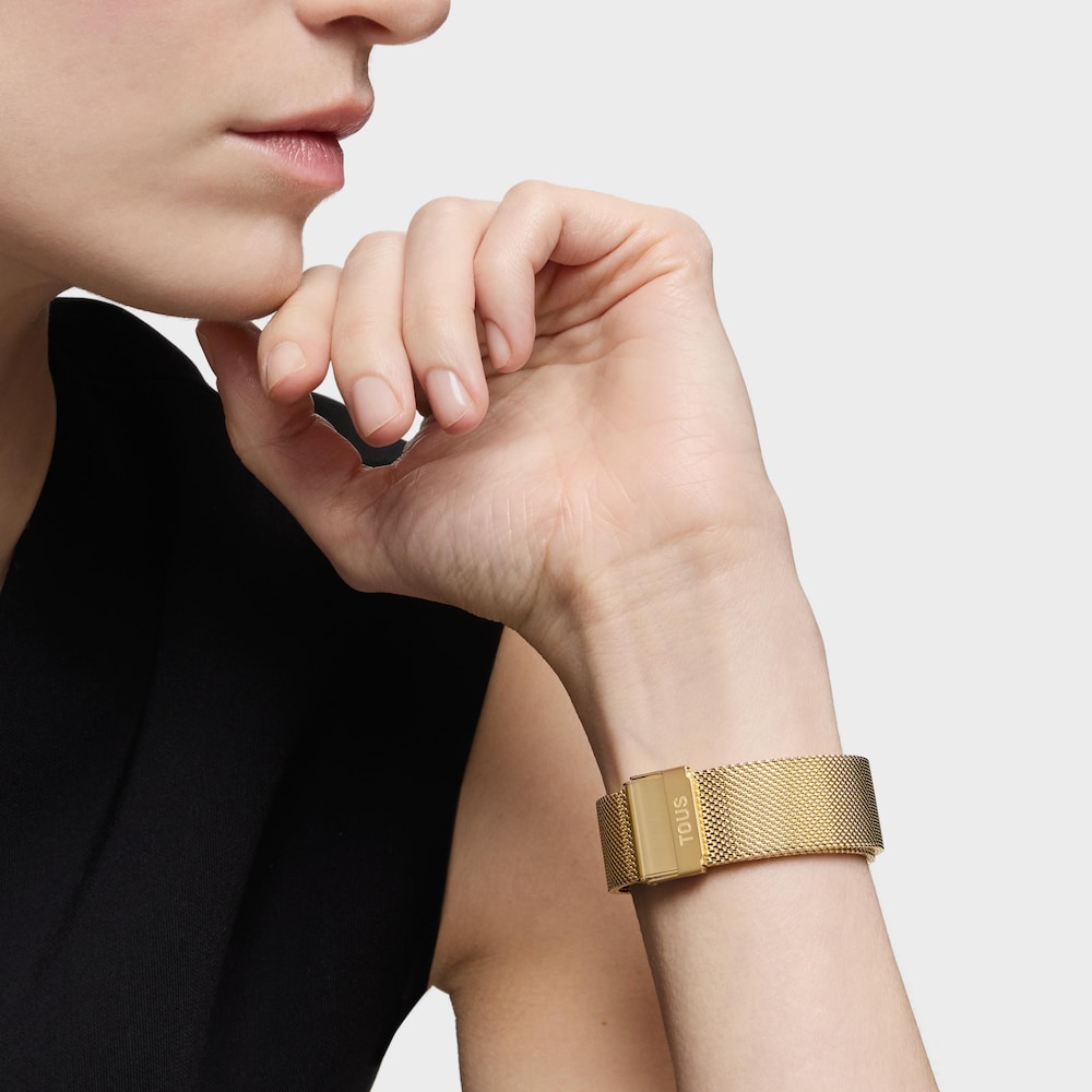 Reloj analógico con brazalete de acero dorado Karat Round Mesh Reloj analógico con brazalete de acero dorado Karat Round Mesh