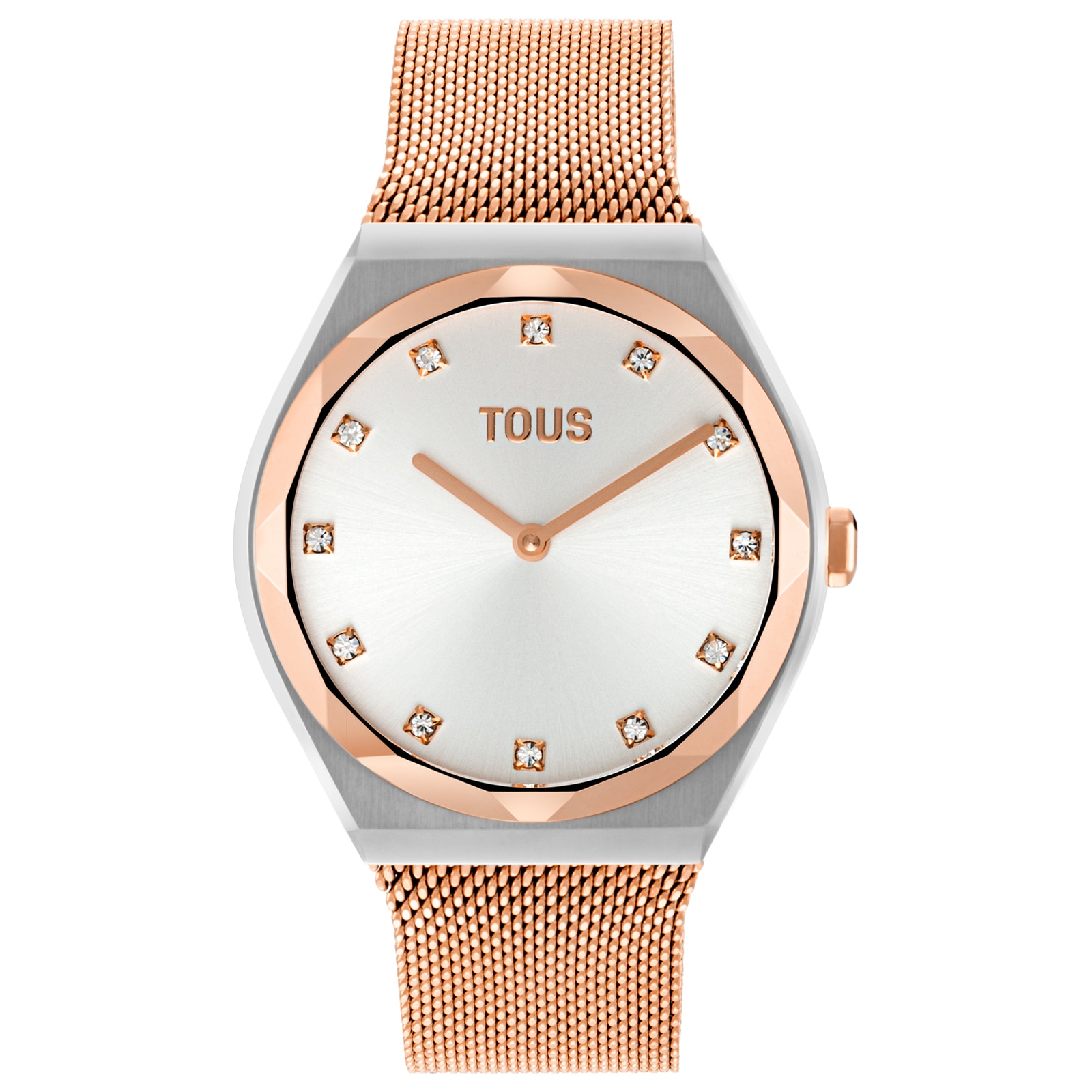 Analog Watch in rose-colored steel with steel bracelet Karat Round Mesh