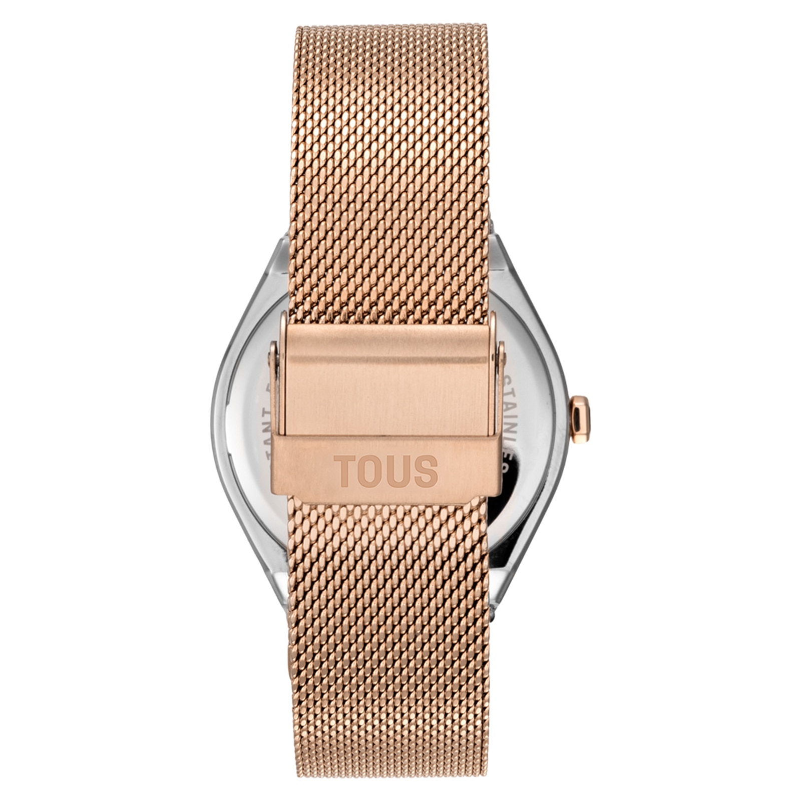 Reloj analógico con brazalete de acero y acero rosa Karat Round Mesh