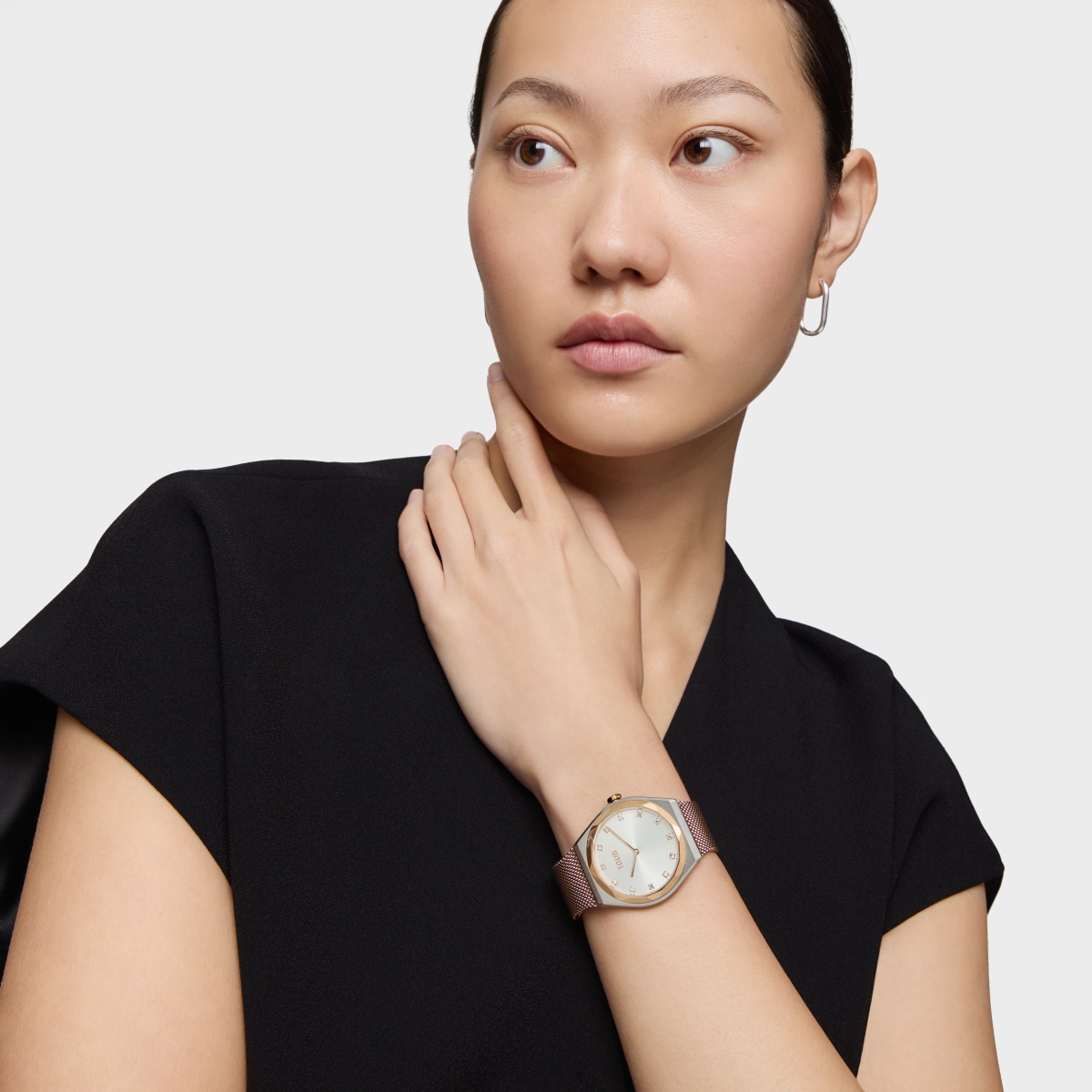 Analog Watch in rose-colored steel with steel bracelet Karat Round Mesh