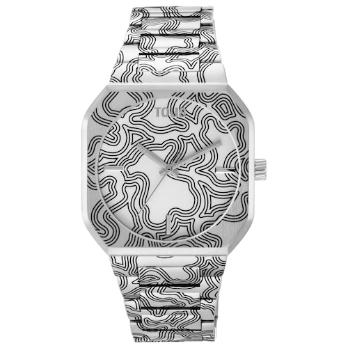 Reloj analógico con brazalete gravado de acero Lit