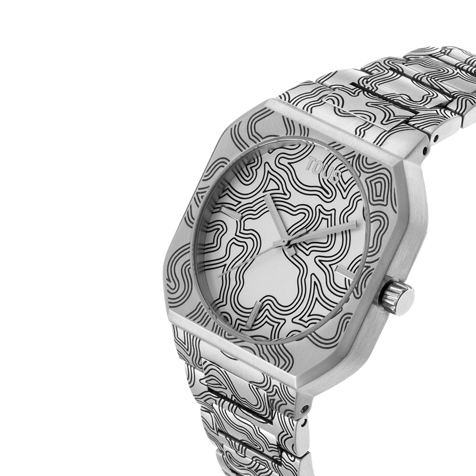 Analog Watch with embossed steel bracelet Lit