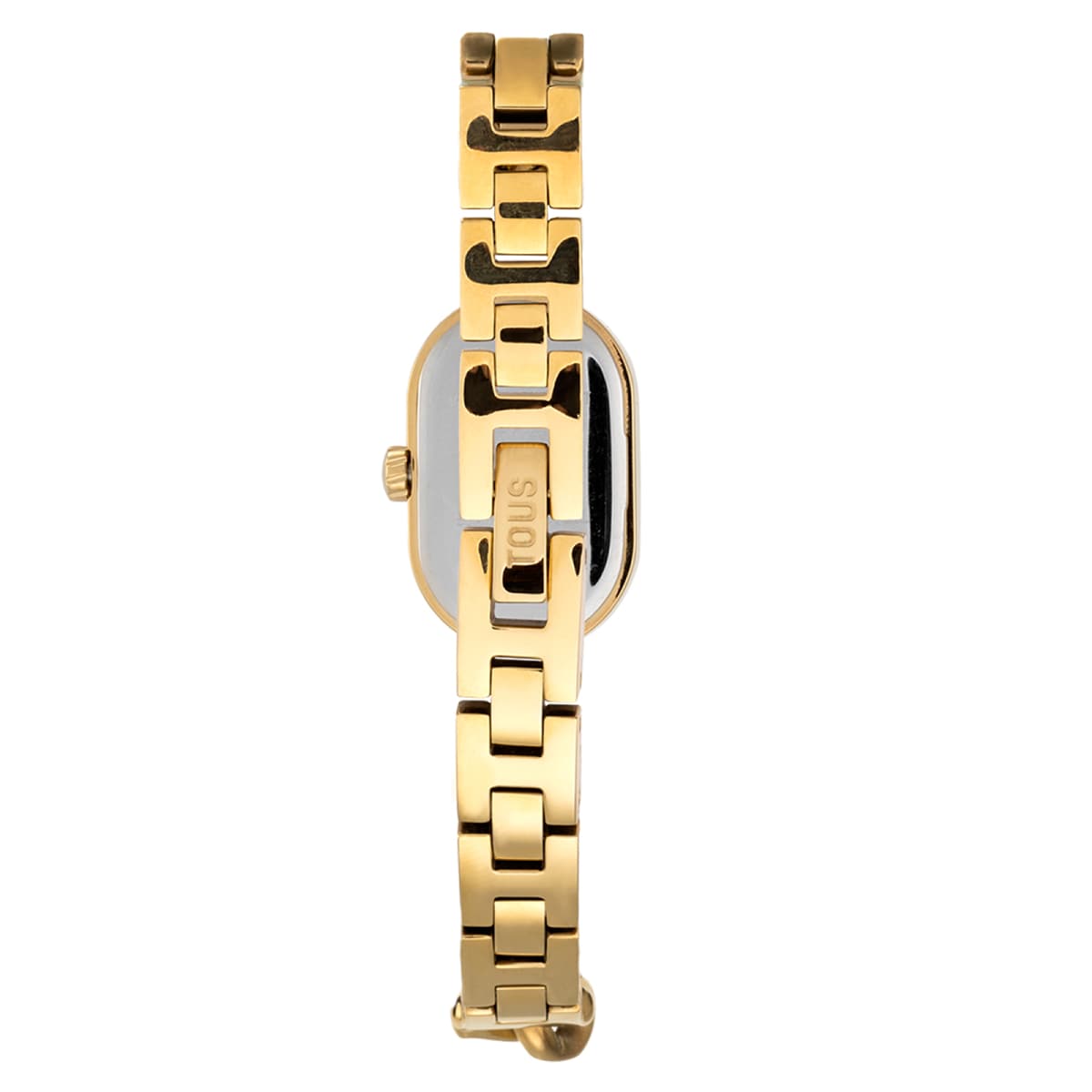 Analog jeweled Watch with gold-colored steel chain bracelet Oval Time