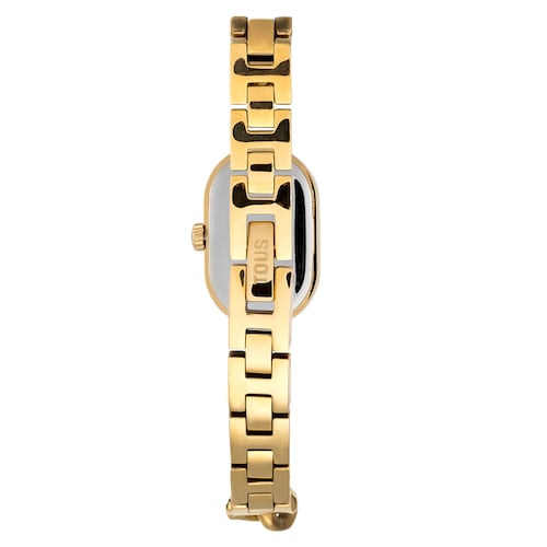 Analog jeweled Watch with gold-colored steel chain bracelet Oval Time
