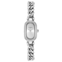 Analog jeweled Watch with steel chain bracelet Oval Time