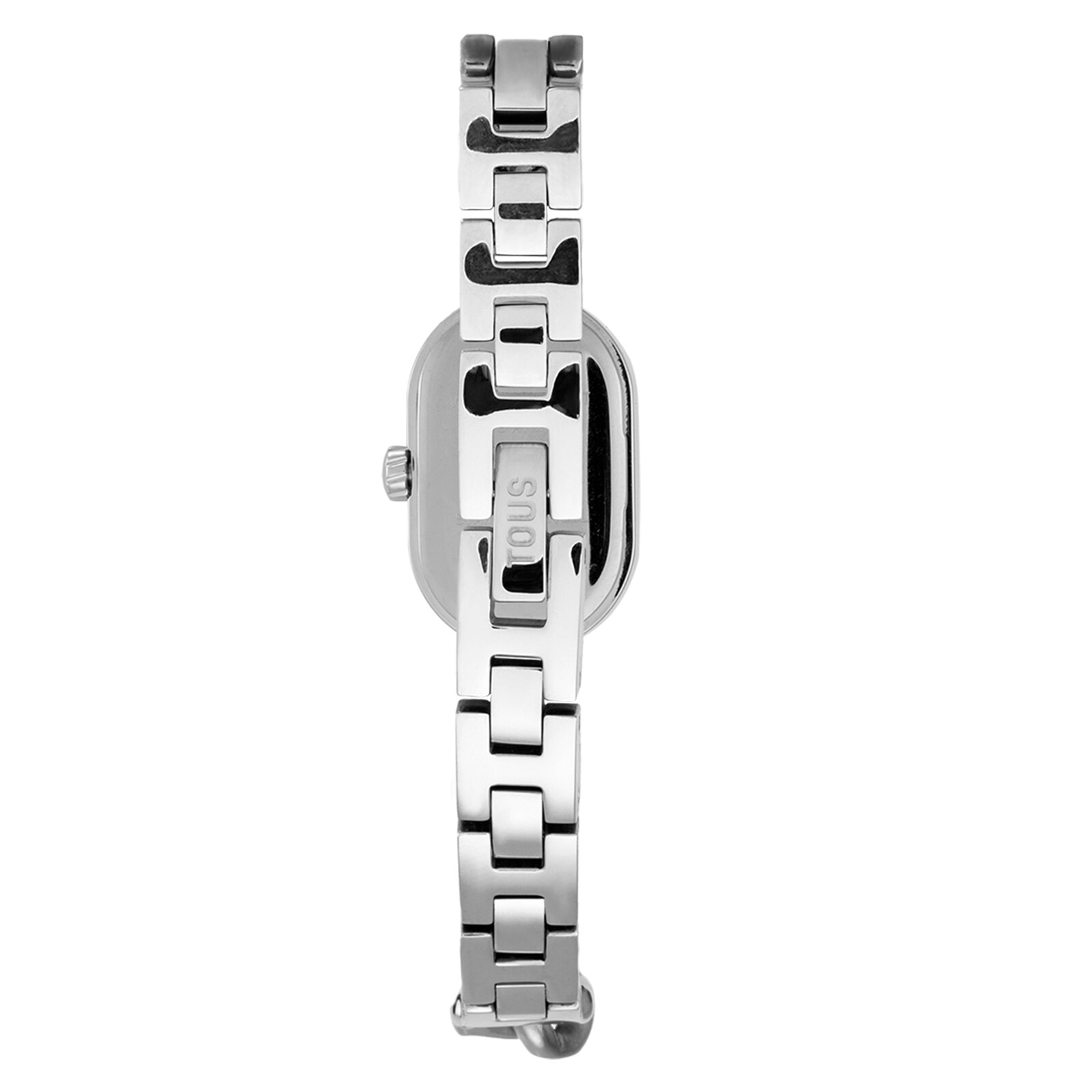 Analog jeweled Watch with steel chain bracelet Oval Time