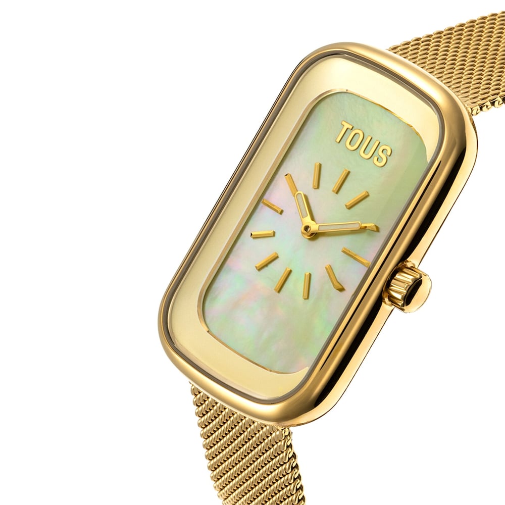 Orologio analogico con quadrante in madreperla e bracciale in acciaio color oro T-Band Club