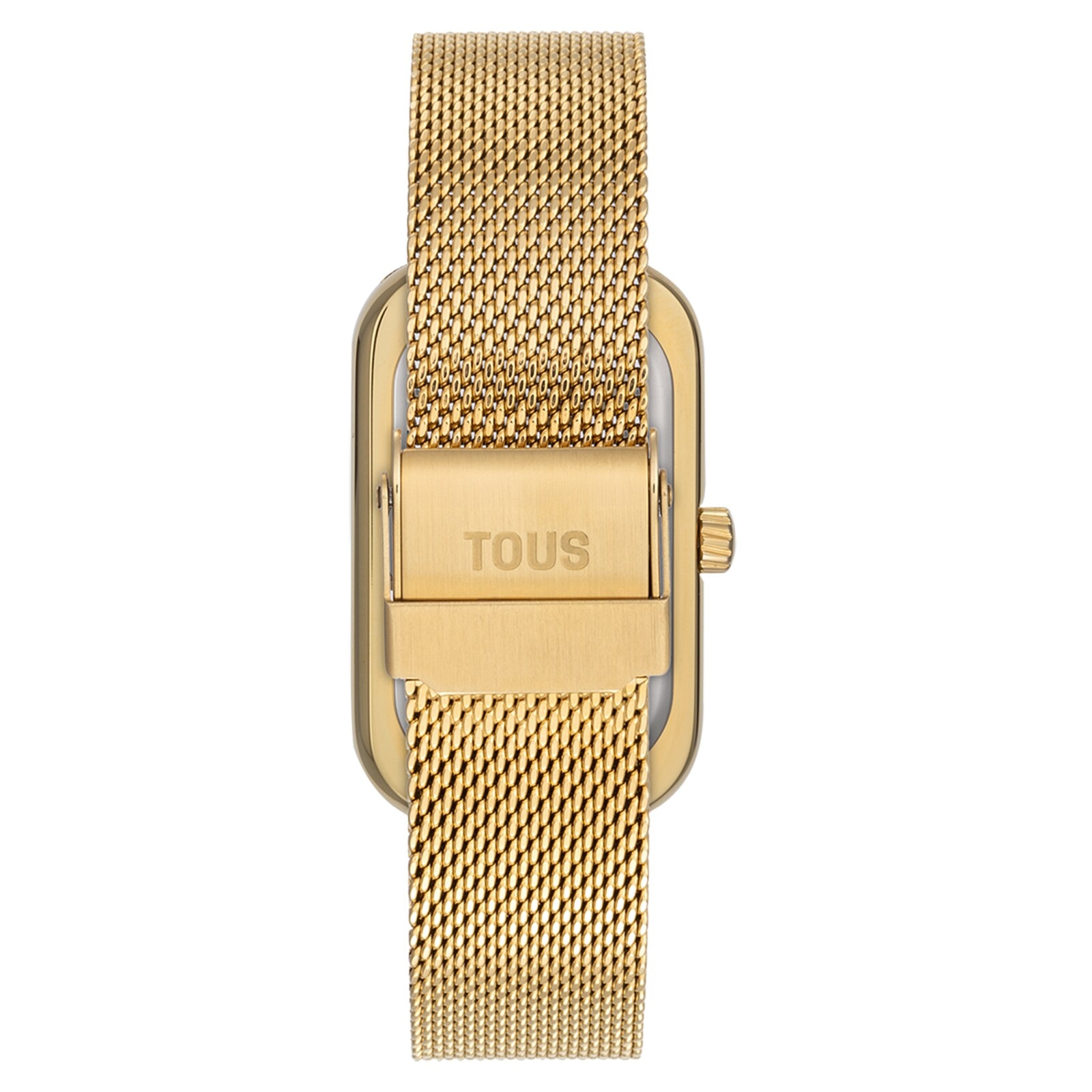 TOUSゴールド スクエアフェイス ベアベルトウォッチ Analog watch with mother-of-pearl face and gold-colored steel