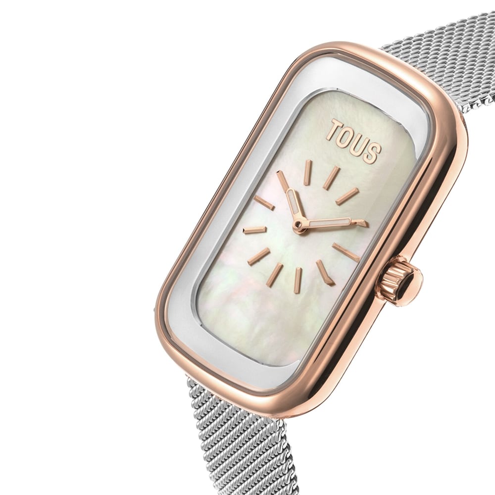 Reloj anal&oacute;gico con esfera de n&aacute;car y brazalete bicolor T-Band Club