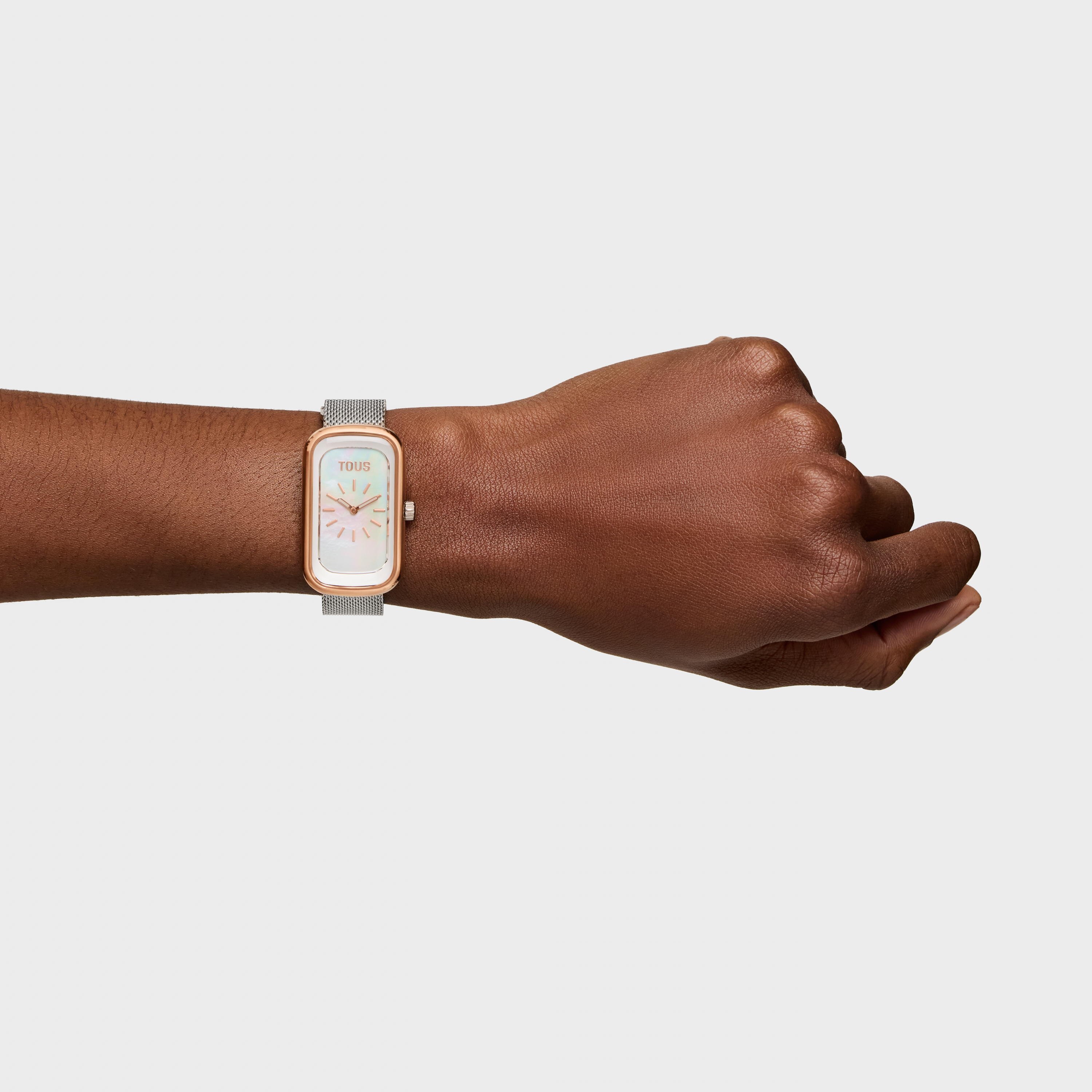 Analog Watch with mother-of-pearl face and two-tone steel bracelet T-Band Club