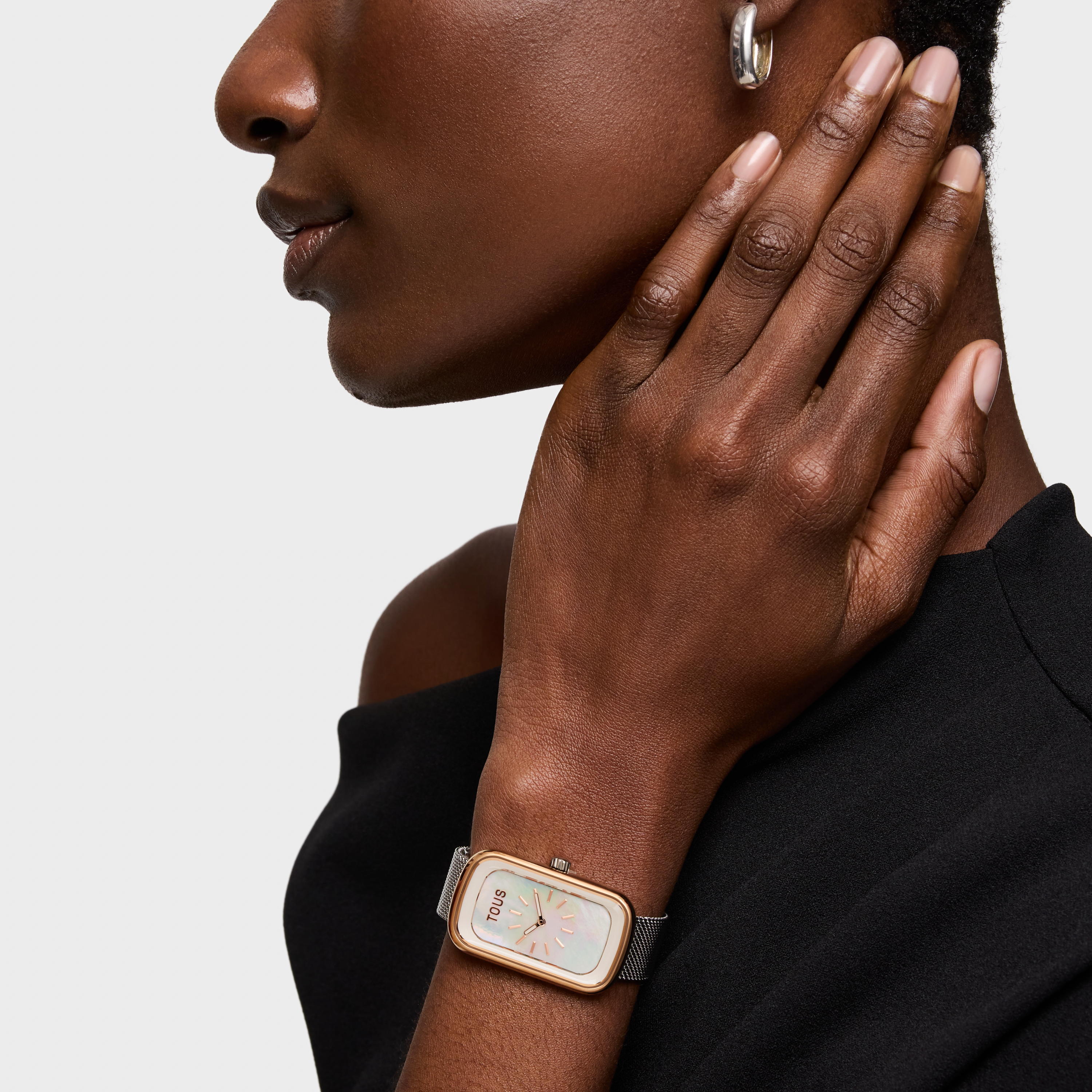 Analog Watch with mother-of-pearl face and two-tone steel bracelet T-Band Club