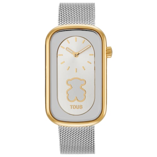 Reloj analógico bicolor con silueta oso y brazalete de acero T-Band Club