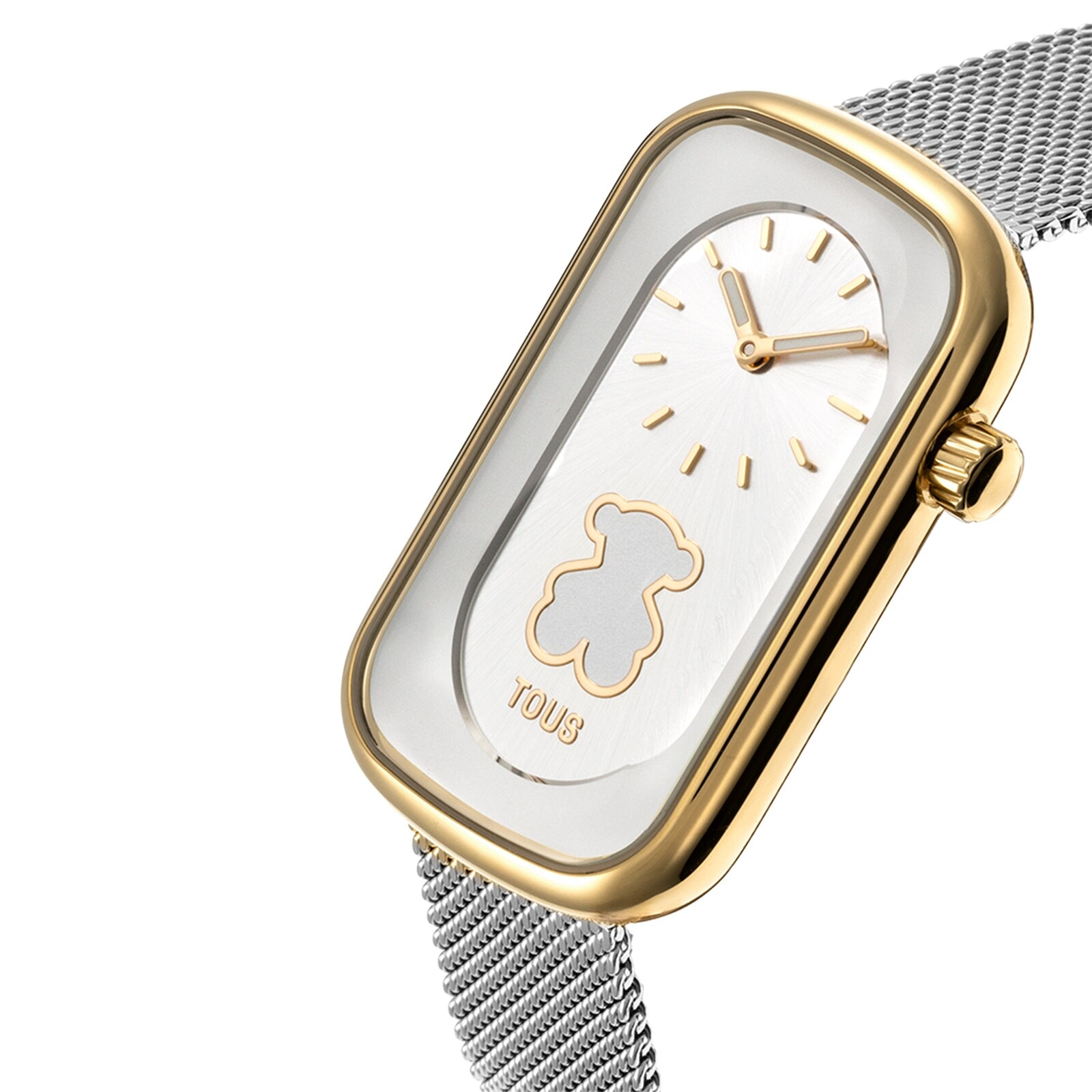 Two-tone analog Watch with bear silhouette and steel bracelet T-Band Club