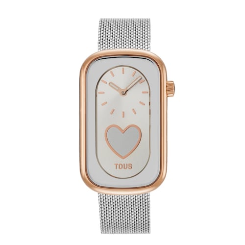 Two-tone analog Watch with heart silhouette and steel bracelet T-Band Club