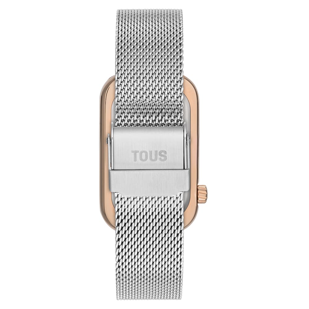 Reloj analógico bicolor con silueta corazón y brazalete de acero T-Band Club Reloj analógico bicolor con silueta corazón y brazalete de acero T-Band Club