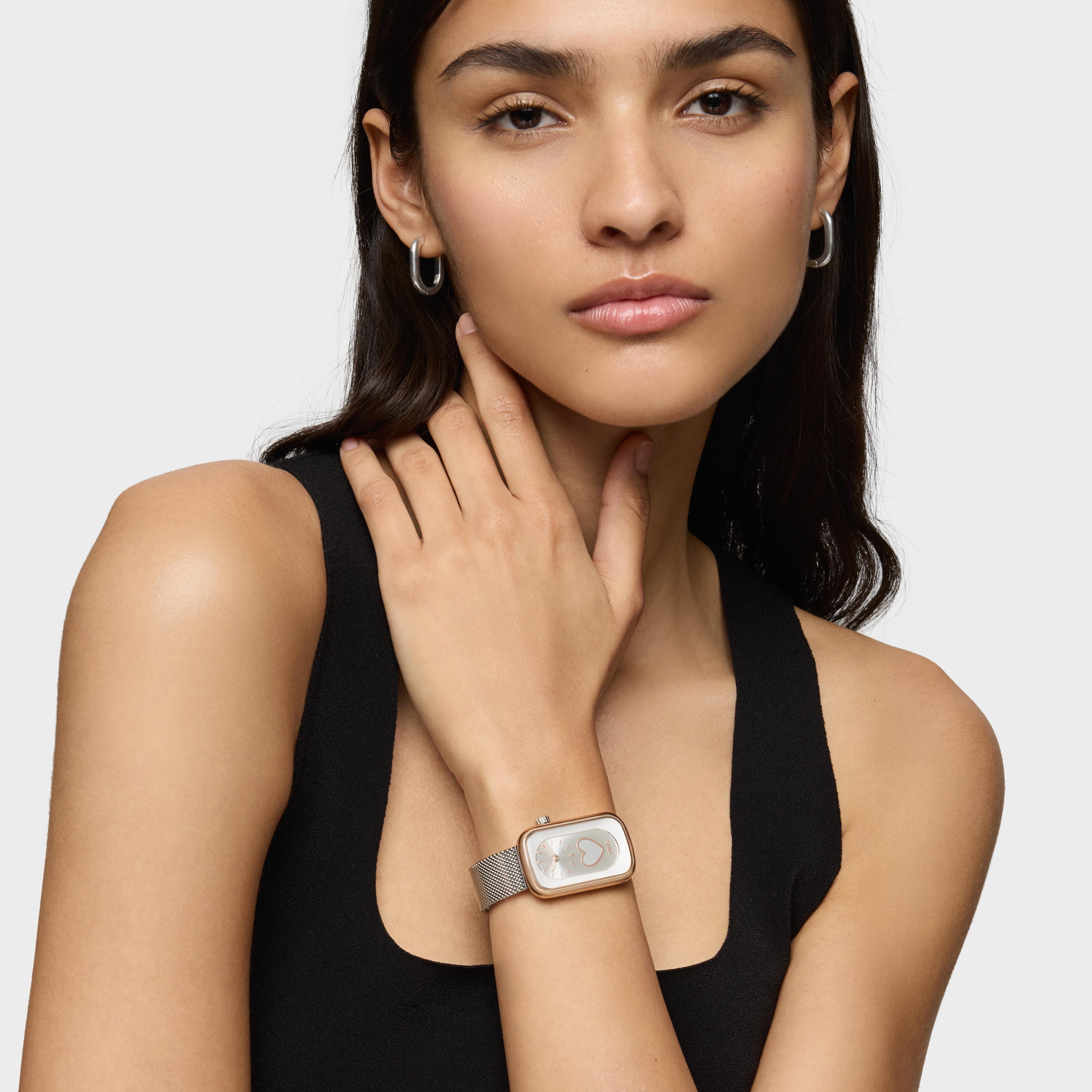 Two-tone analog Watch with heart silhouette and steel bracelet T-Band Club