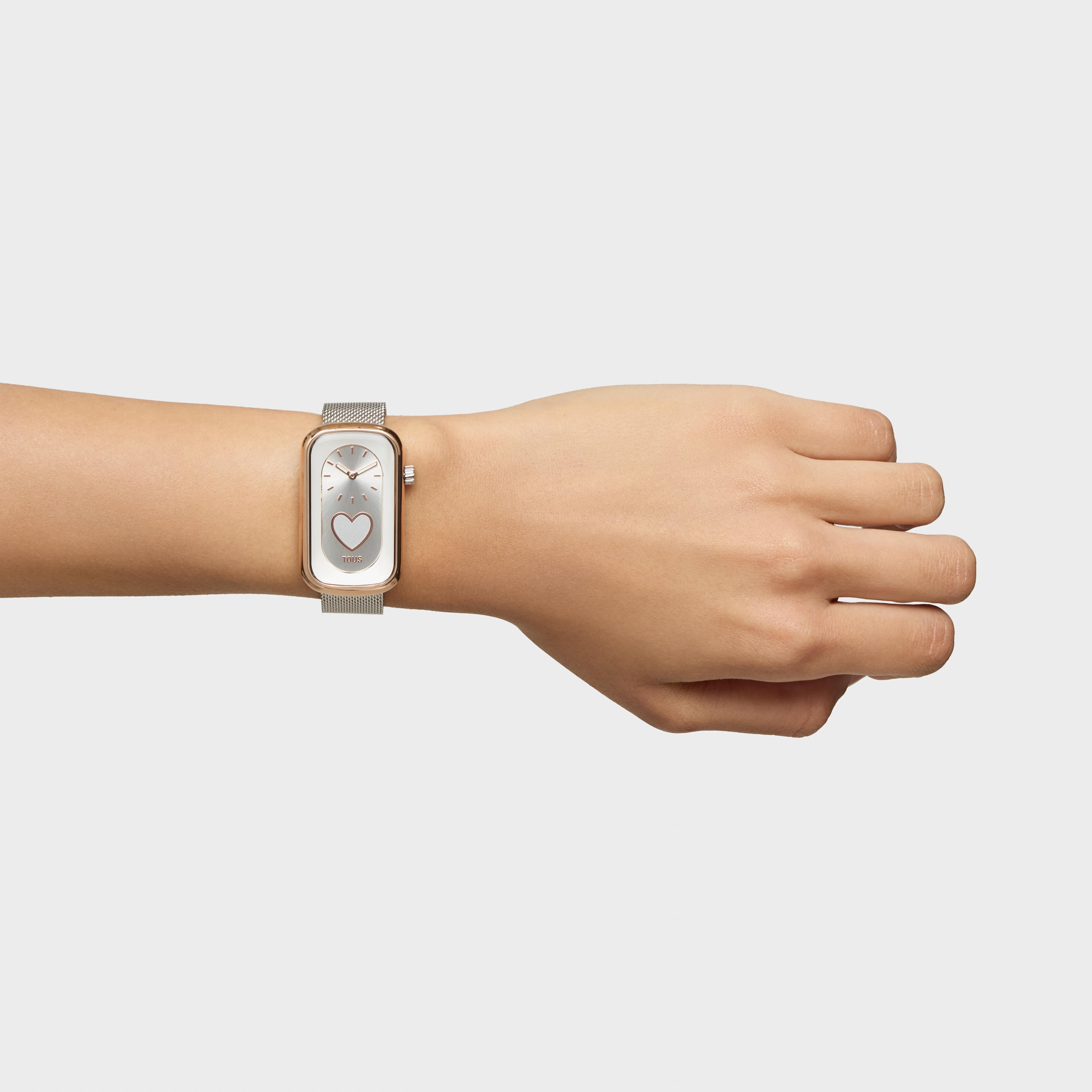 Two-tone analog Watch with heart silhouette and steel bracelet T-Band Club