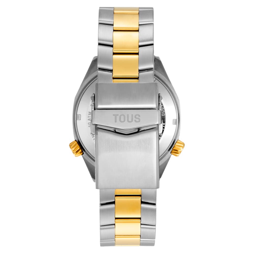Reloj gmt automático con esfera de nácar azul y brazalete de acero bicolor Tous Now Reloj gmt automático con esfera de nácar azul y brazalete de acero bicolor Tous Now