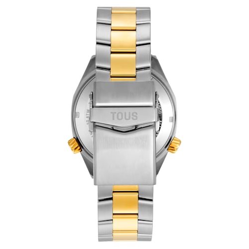 Automatic GMT Watch with blue mother-of-pearl face and two-tone steel bracelet TOUS Now