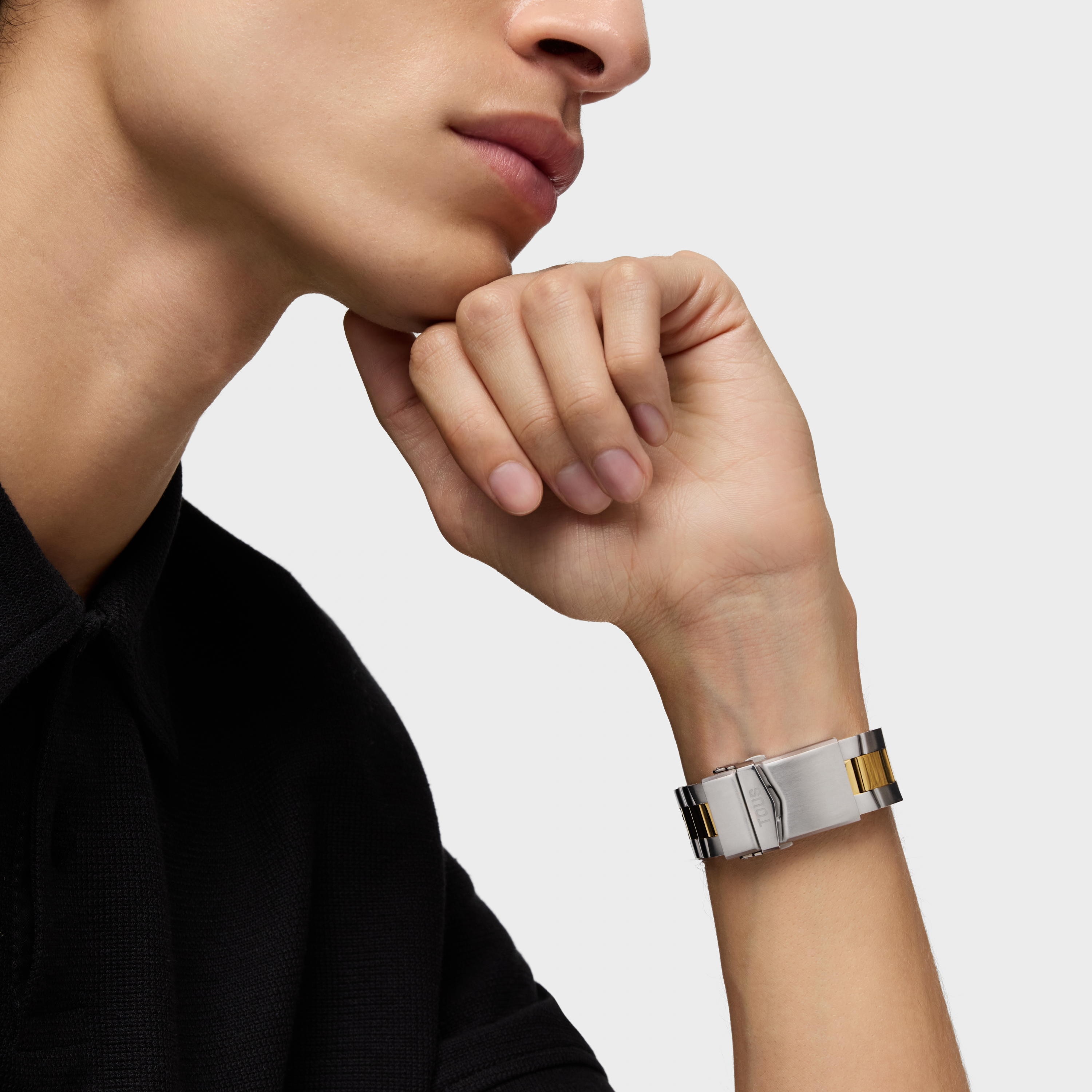 Automatic GMT Watch with blue mother-of-pearl face and two-tone steel bracelet TOUS Now