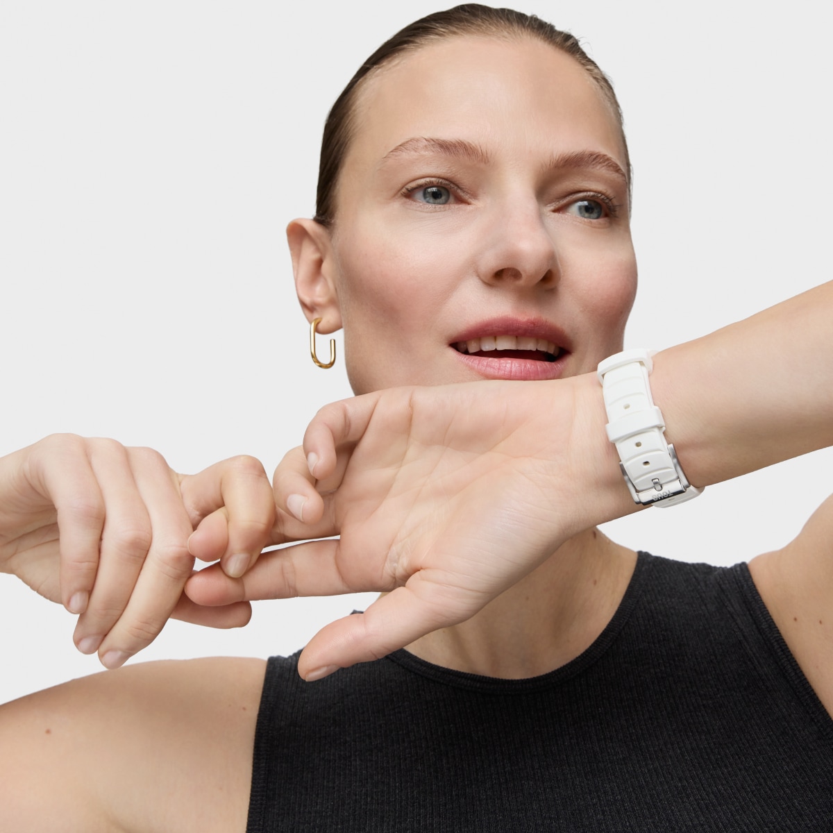 Two-tone analog Watch with Swiss movement, mother-of-pearl face and white rubber strap TOUS Now Lady