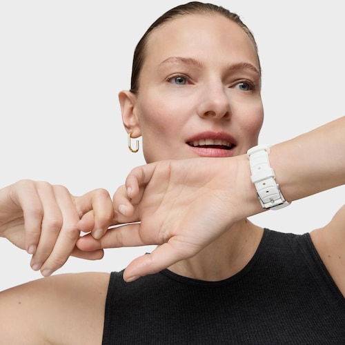 Two-tone analog Watch with Swiss movement, mother-of-pearl face and white rubber strap TOUS Now Lady