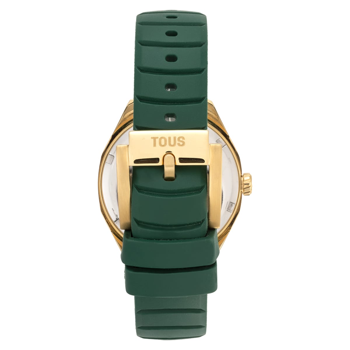 Two-tone analog Watch with Swiss movement, mother-of-pearl face and green rubber strap TOUS Now Lady