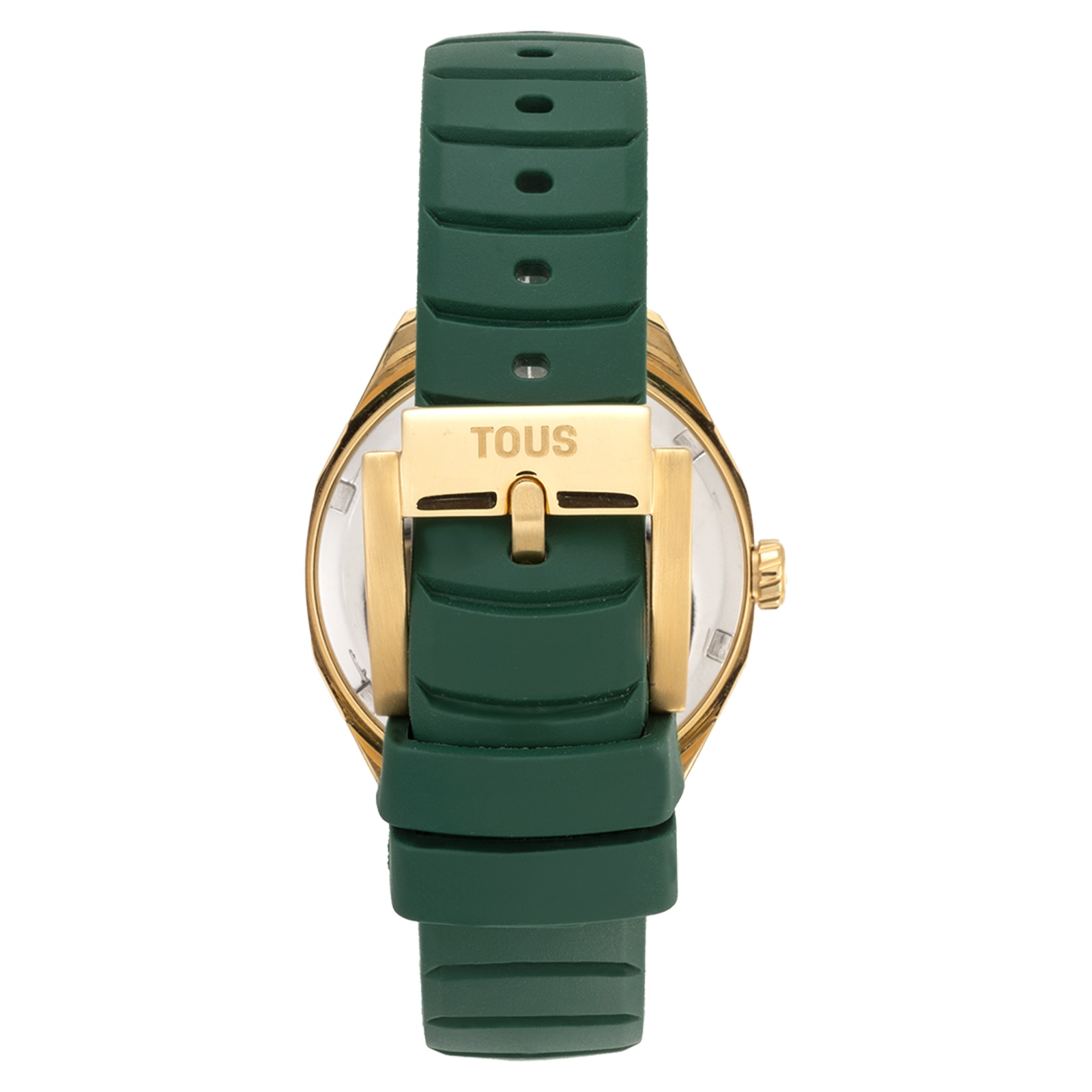 Reloj bicolor analógico con movimiento suizo, esfera de nácar y correa de caucho verde TOUS Now Lady