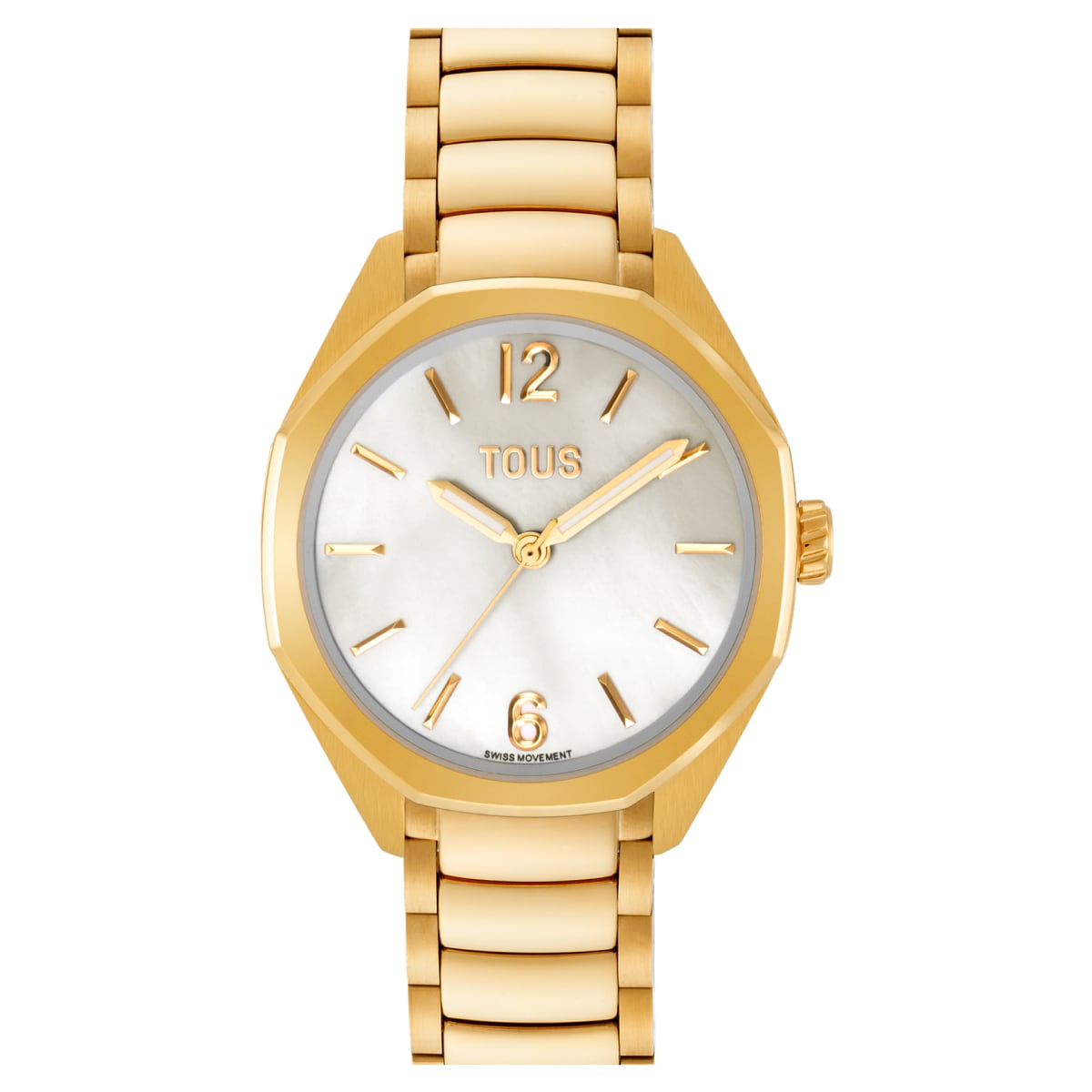 Analog Watch with Swiss movement, mother-of-pearl face and gold-colored steel link bracelet TOUS Now