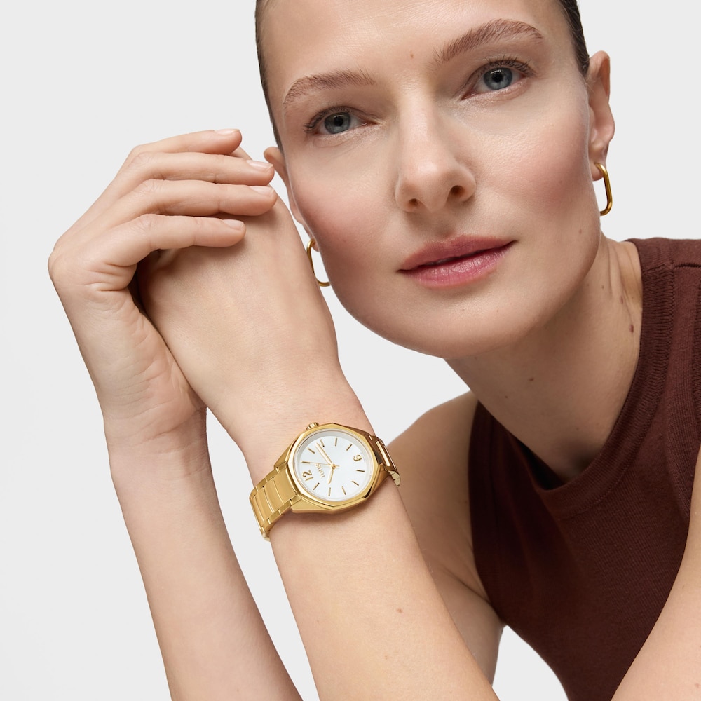 Montre analogique avec mouvement suisse, cadran en nacre et bracelet &agrave; maillons en acier dor&eacute; TOUS&nbsp;Now