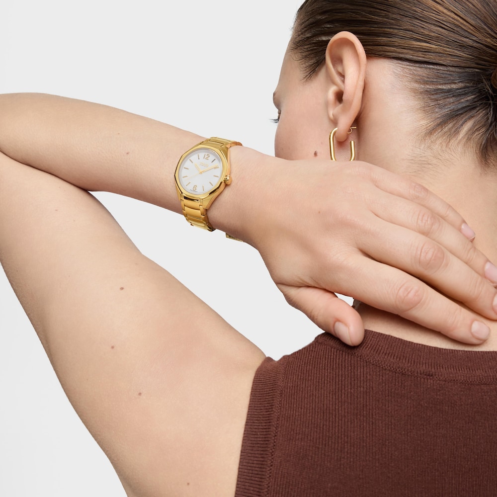 Montre analogique avec mouvement suisse, cadran en nacre et bracelet &agrave; maillons en acier dor&eacute; TOUS&nbsp;Now