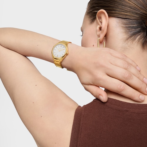 Analog Watch with Swiss movement, mother-of-pearl face and gold-colored steel link bracelet TOUS Now