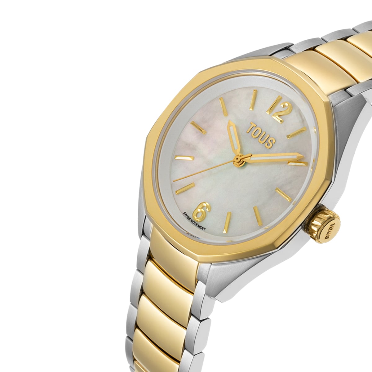 Analog Watch with Swiss movement, mother-of-pearl face and two-tone steel link bracelet TOUS Now Lady