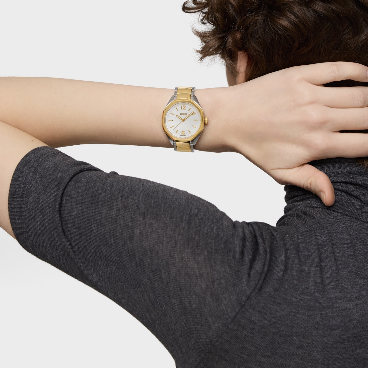 Analog Watch with Swiss movement, mother-of-pearl face and two-tone steel link bracelet TOUS Now Lady
